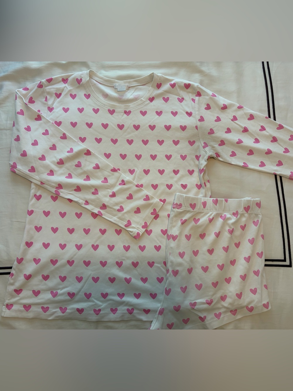 Women's Lake PJs set Pima Crew Long-Short Heart Print